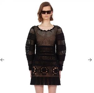 Self-Portrait Black Floral Crochet Tunic